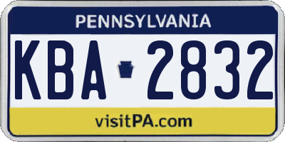 PA license plate KBA2832