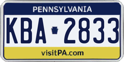 PA license plate KBA2833