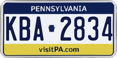 PA license plate KBA2834