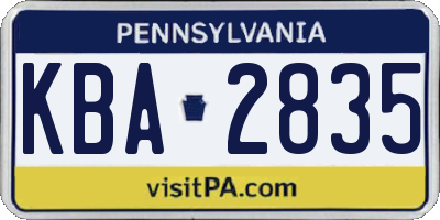 PA license plate KBA2835