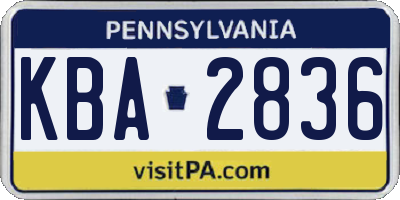 PA license plate KBA2836