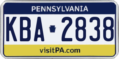 PA license plate KBA2838