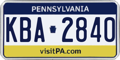 PA license plate KBA2840