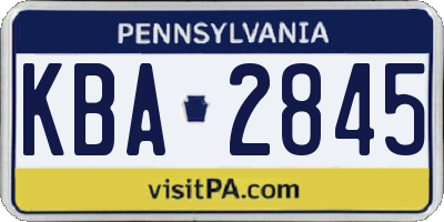 PA license plate KBA2845