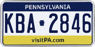 PA license plate KBA2846