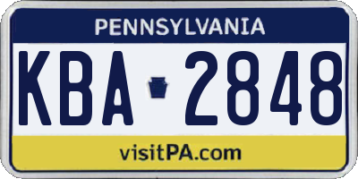 PA license plate KBA2848