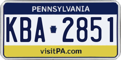 PA license plate KBA2851