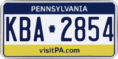 PA license plate KBA2854