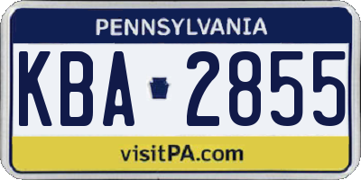PA license plate KBA2855