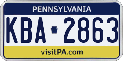 PA license plate KBA2863