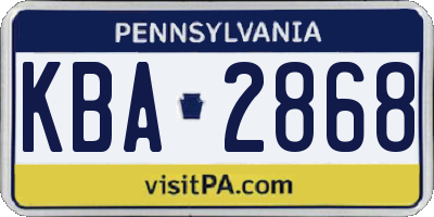 PA license plate KBA2868