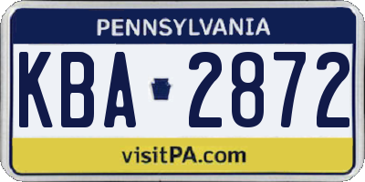 PA license plate KBA2872