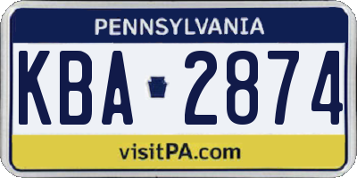 PA license plate KBA2874