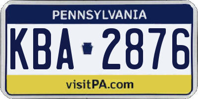 PA license plate KBA2876