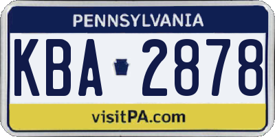 PA license plate KBA2878