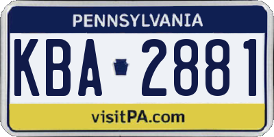PA license plate KBA2881