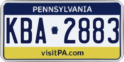 PA license plate KBA2883