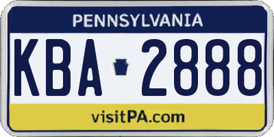 PA license plate KBA2888