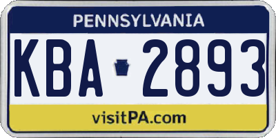PA license plate KBA2893