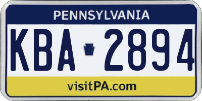 PA license plate KBA2894