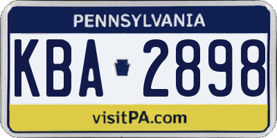 PA license plate KBA2898