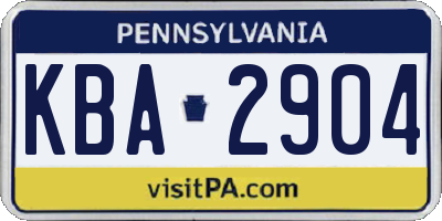 PA license plate KBA2904