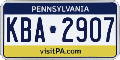 PA license plate KBA2907