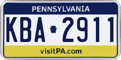 PA license plate KBA2911