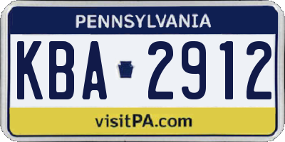 PA license plate KBA2912