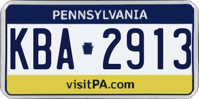 PA license plate KBA2913