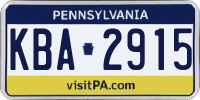 PA license plate KBA2915