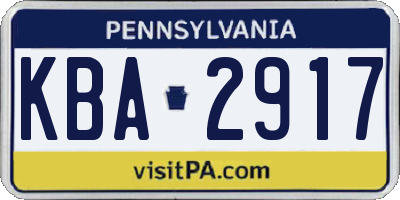 PA license plate KBA2917