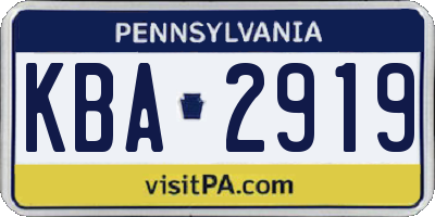PA license plate KBA2919