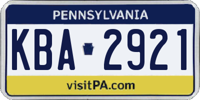 PA license plate KBA2921
