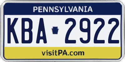 PA license plate KBA2922