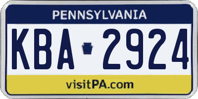 PA license plate KBA2924