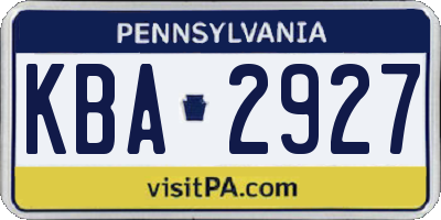 PA license plate KBA2927