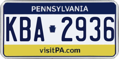 PA license plate KBA2936