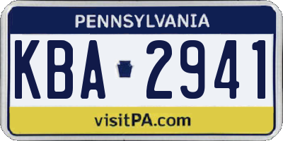 PA license plate KBA2941