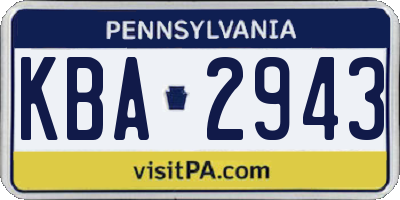 PA license plate KBA2943