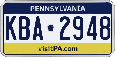 PA license plate KBA2948