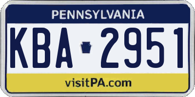 PA license plate KBA2951