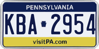 PA license plate KBA2954