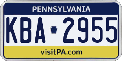 PA license plate KBA2955
