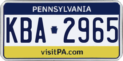 PA license plate KBA2965