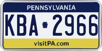 PA license plate KBA2966