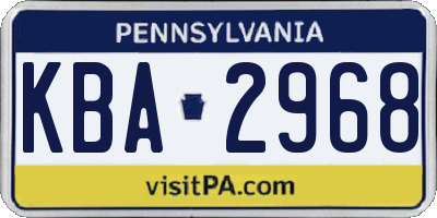 PA license plate KBA2968