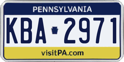 PA license plate KBA2971