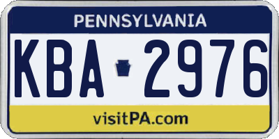 PA license plate KBA2976