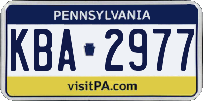PA license plate KBA2977